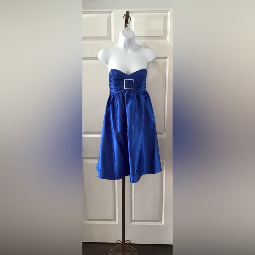 Vintage De Laur Elegant Strapless Blue Dress, Mini Size 10